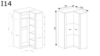 Ъглов гардероб INDIANAPOLIS I-14 (посока по каталога) бял крафт – снимка 2