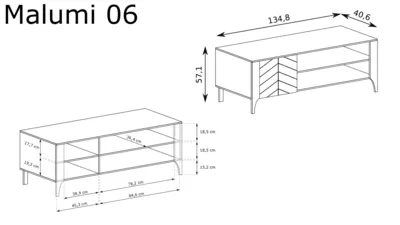 ТВ шкаф MALUMI MM-6 135 кашмир – снимка 4
