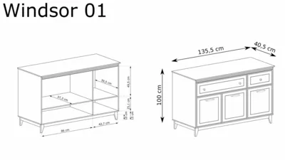 Скрин WINDSOR W-1 кашмир/натурален дъб – снимка 3