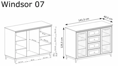 Витрина WINDSOR W-7 кашмир/натурален дъб – снимка 3
