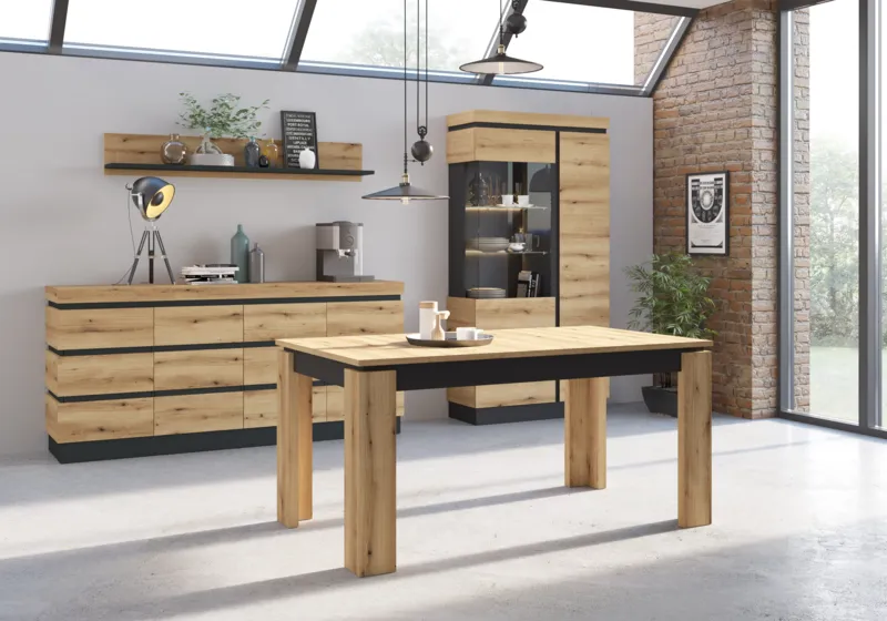 Витрина CORTE CORV01L крайбрежен дъб/сиво