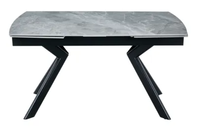 Трапезна маса ALAN разтегателна светло сив гланц/черно – снимка 2