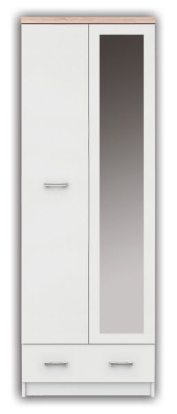 Двукрилен гардероб с огледало TOP MIX SZF 2D1S 60 бяло и дъб сонома