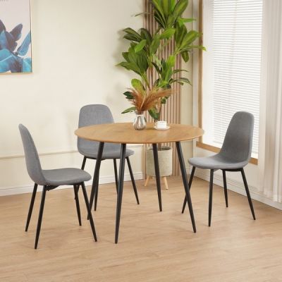 Трапезна маса LIAM кръгла натурален дъб и черно