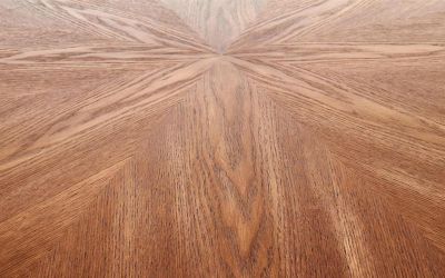 Кръгла трапезна маса CARMELO – орех и черно, Ø100 см, стабилна метална основа и изчистен дизайн за уютна трапезария