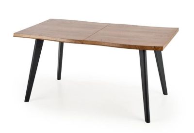 Разтегателна трапезна маса DICKSON 120 – натурален дъб и черно, с разтягане от 120 см до 180 см за комфортни хранения и модерна трапезария